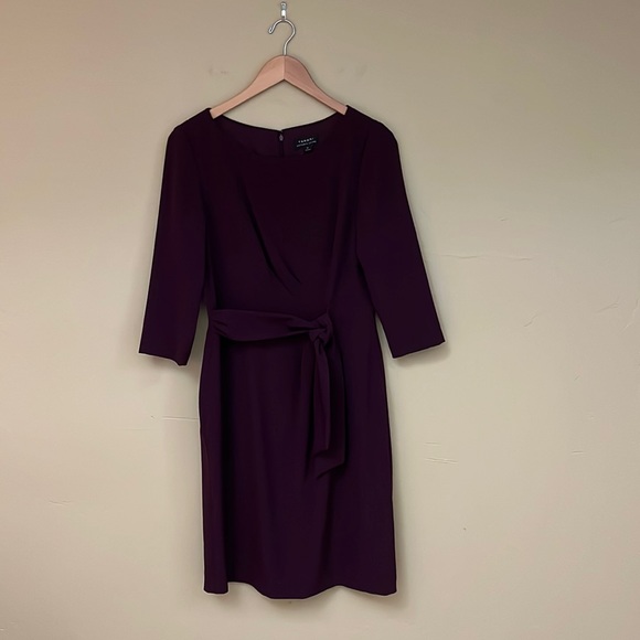 Tahari ASL Dresses & Skirts - Tahari | Tie-front 3/4 sleeve jersey dress | Plum | Size 10